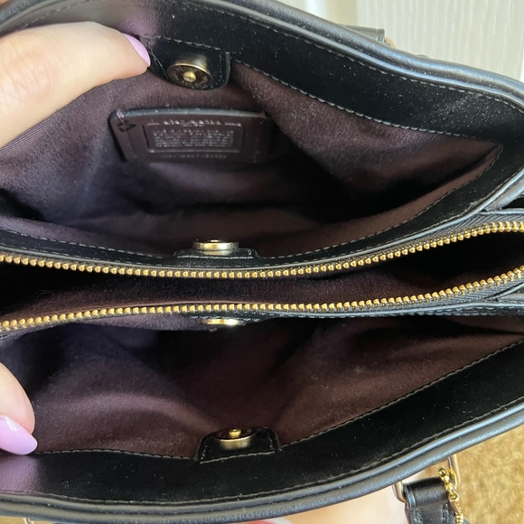 Black quilted Coach purse with gold chain - Picture 2 of 4